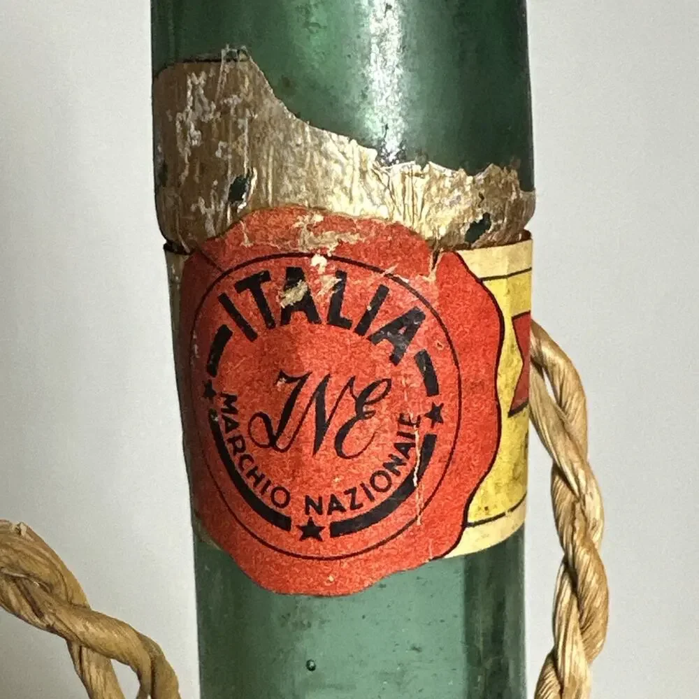 1962 Vintage Del Gamba Chianti Vino Wine Bottle WICKER Rattan Wrap Italy 11x5”